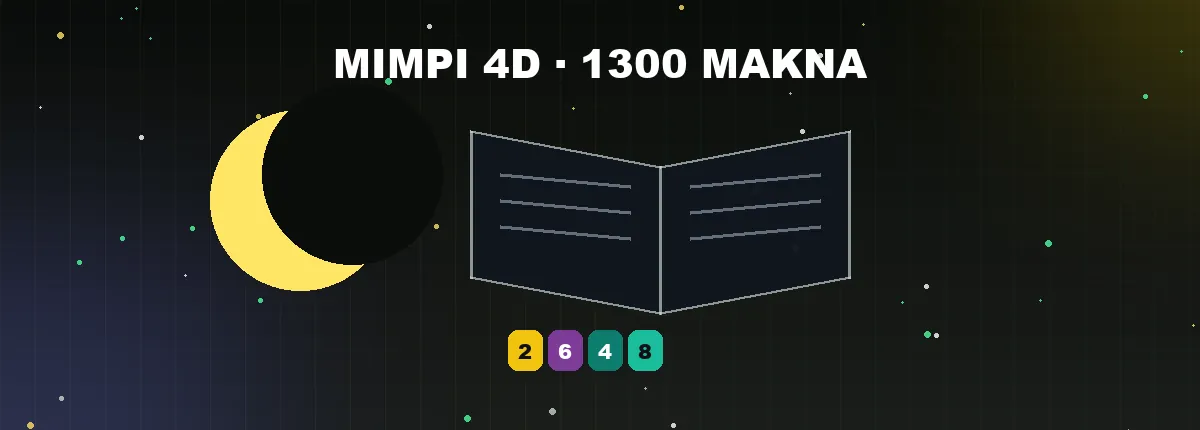 Ilustrasi buku mimpi 4D dengan bulan sabit dan buku tafsir